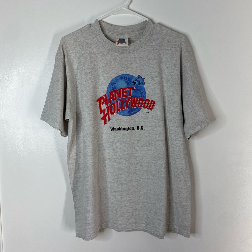 Vintage 90s Planet Hollywood Washington D.C. Single Stitch Gray Tee Size Large